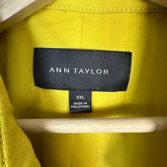 Ann Taylor Women’s Linen Blend Double Breasted Trench Coat Jacket in Yellow XXL - Picture 3 of 15